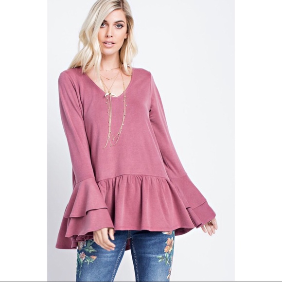 🌺🆕5⭐️BEST SELLER Washed Terry Ruffle Top - Picture 3 of 7